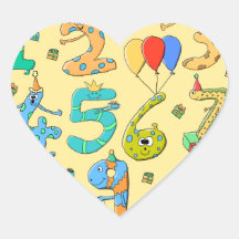 Nombres d'anniversaire, sur le jaune autocollants en cœur