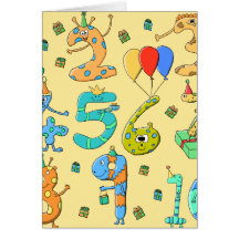 Nombres d'anniversaire, sur le jaune cartes