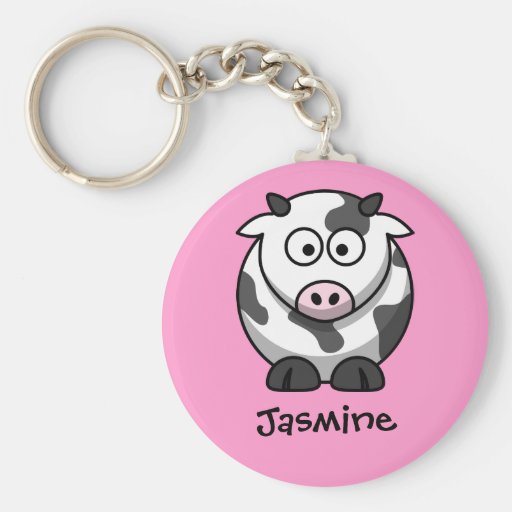 Nommé personnalisé - vache mignonne à bande dessin porte-clef