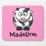 Nommé personnalisé - vache mignonne à bande dessin tapis de souris