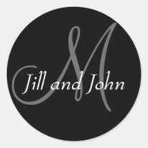 Noms et noir initial d'autocollant de mariage de m