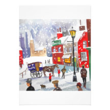 Nostalgique de peinture d'art populaire de scène d cartons d'invitation