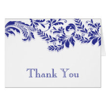 Note bleue moderne de Merci de Flourish de feuille Carte De Vœux