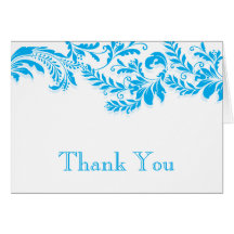 Note bleue moderne de Merci de Flourish de feuille Cartes De Vœux