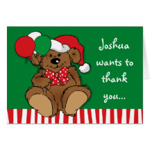 Note de Merci d'anniversaire de Noël de Beary Carte De Vœux