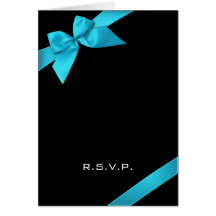 Note du ruban RSVP de turquoise Carte De Vœux