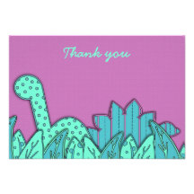 Note plate de Merci de thème mignon de dinosaure - Faire-parts