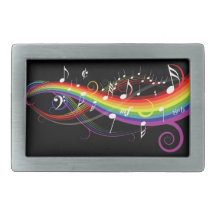 Notes blanches de musique d'arc-en-ciel boucles de ceinture rectangulaires