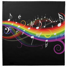 Notes blanches de musique d'arc-en-ciel serviette en tissu