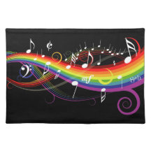 Notes blanches de musique d'arc-en-ciel set de table
