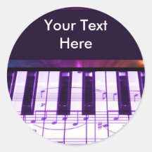 Notes colorées de clavier et de musique de piano à autocollants ronds