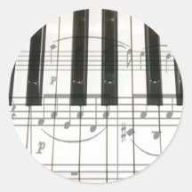 Notes de clavier et de musique de piano autocollants ronds