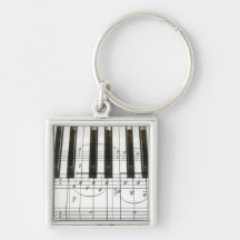 Notes de clavier et de musique de piano porte-clef