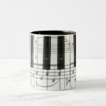 Notes de clavier et de musique de piano tasse