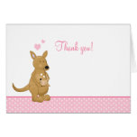 Notes de Merci de kangourou - maman et roses pâles cartes