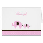 Notes de Merci pliées par éléphant rose de point d cartes