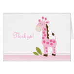 Notes de Merci pliées par girafe rose adorable Cartes De Vœux