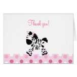 Notes de Merci pliées par zèbre rose mignon cartes