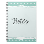 Notes de papier déchirées en turquoise carnet à spirale