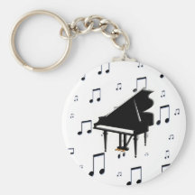 Notes de piano à queue et de musique porte-clés