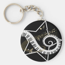 Notes d'or d'étoile musicale porte-clefs