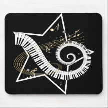 Notes d'or d'étoile musicale tapis de souris