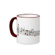Notes énervées de musique tasse à café