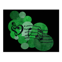 Notes et pois de musique - vert clair carte postale