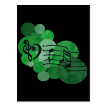 Notes et pois de musique - vert clair cartes postales