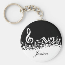 Notes musicales brouillées personnalisées Keychain Porte-clef