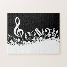 Notes musicales brouillées puzzle avec photo