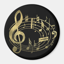 Notes musicales d'or dans la forme ovale aimants pour réfrigérateur
