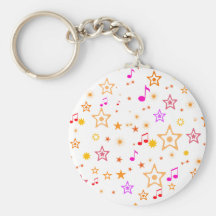Notes musicales et étoiles : porte-clef
