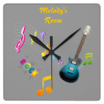 Notes musicales et horloge personnalisées de guita