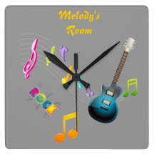 Notes musicales et horloge personnalisées de guita