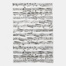 Notes musicales noires et blanches linge de cuisine