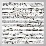 Notes musicales noires et blanches poster
