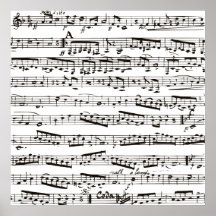 Notes musicales noires et blanches poster