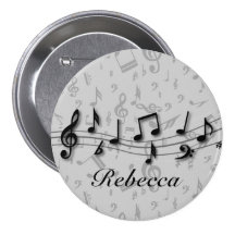 Notes musicales noires et grises personnalisées badge avec épingle