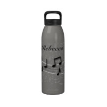 Notes musicales noires et grises personnalisées bouteilles d'eau réutilisables