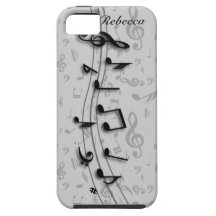 Notes musicales noires et grises personnalisées coque Case-Mate iPhone 5
