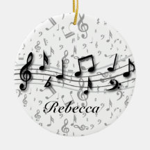 Notes musicales noires et grises personnalisées décoration pour sapin de noël