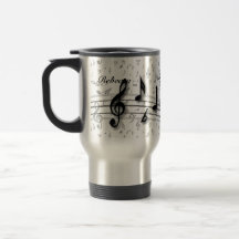 Notes musicales noires et grises personnalisées mugs à café