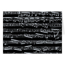 Notes noires et blanches de musique carte de vœux