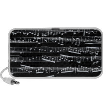 Notes noires et blanches de musique mini haut-parleurs