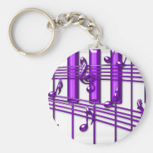 Notes pourpres de musique de clavier de piano porte-clefs