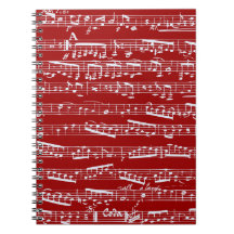 Notes rouges de musique carnet à spirale