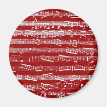 Notes rouges de musique magnets