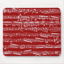 Notes rouges de musique tapis de souris