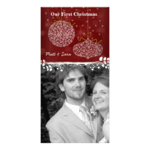 Notre ęr blanc de Noël ornemente le carte photo Photocarte Personnalisée